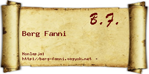 Berg Fanni névjegykártya